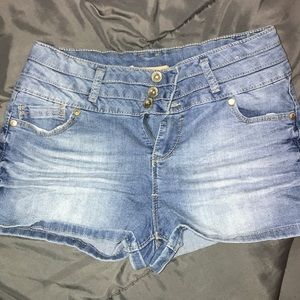 high waisted light blue shorts